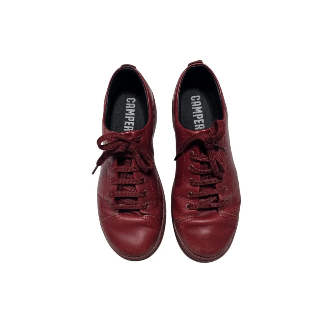 Camper Runner Four Sneakers Women 38 Burgundy Leather Lace Up Comfort Shoes